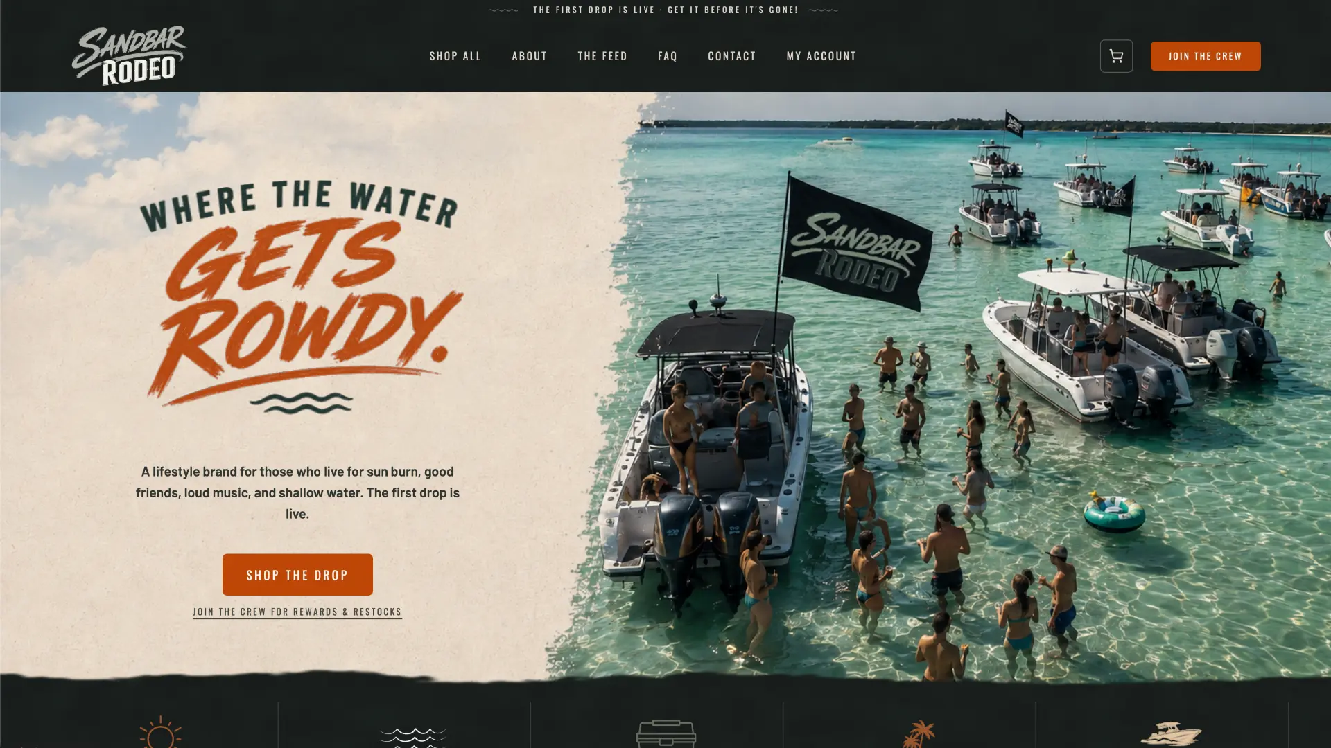 Sandbar Rodeo homepage hero — Where the water gets rowdy
