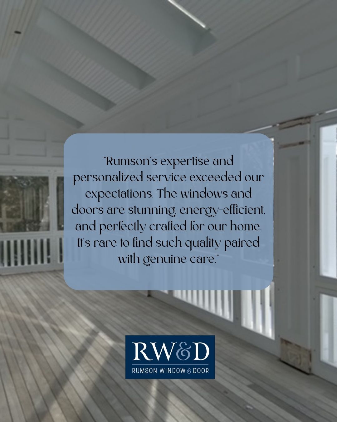 Rumson Window & Door client testimonial social post