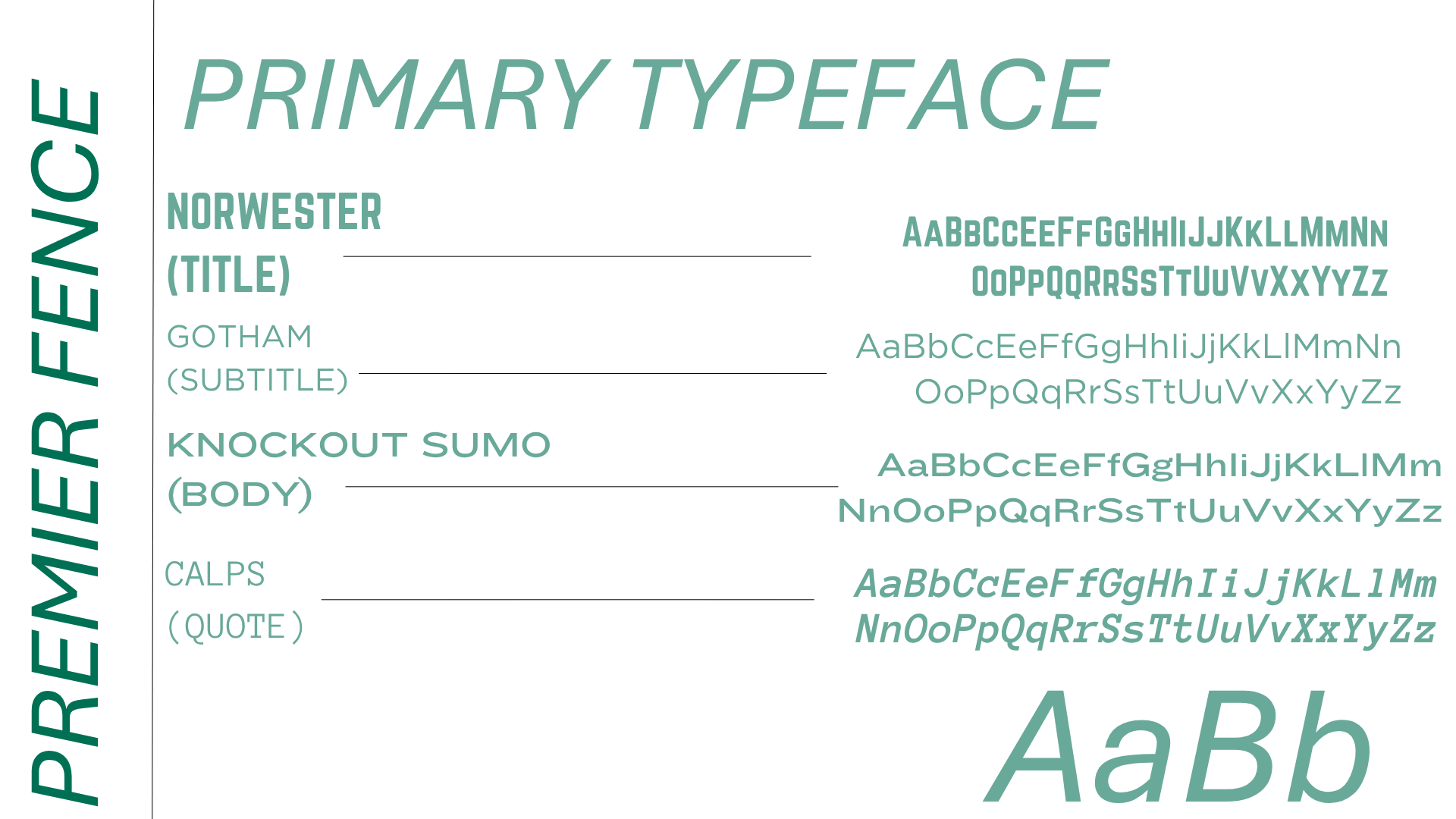 Primary typeface specimen page