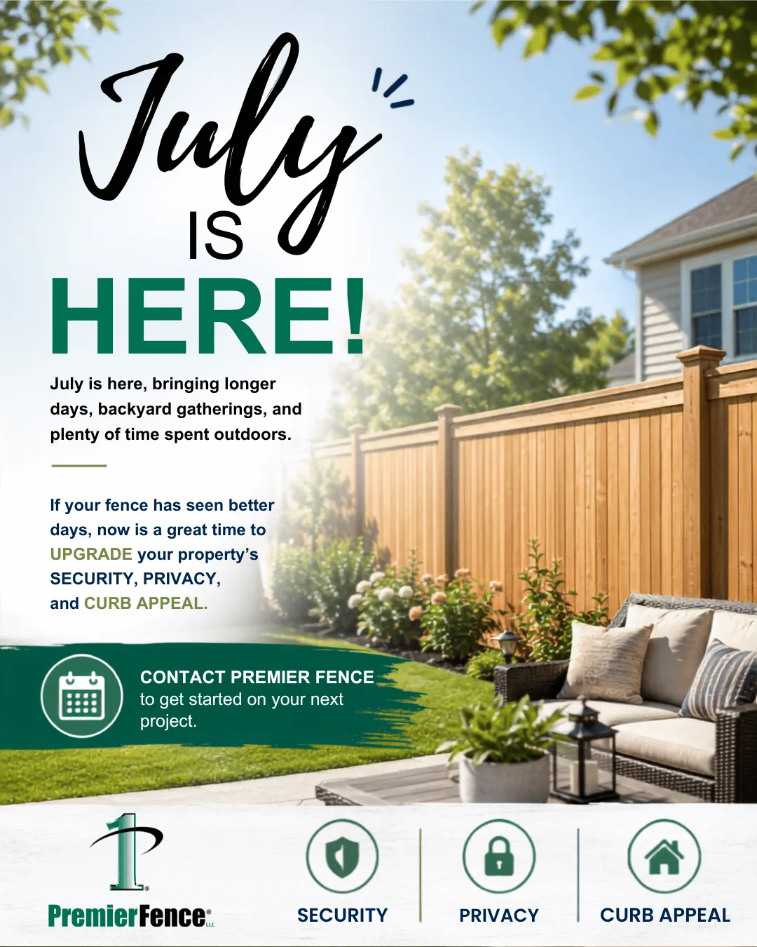Premier Fence July seasonal social post